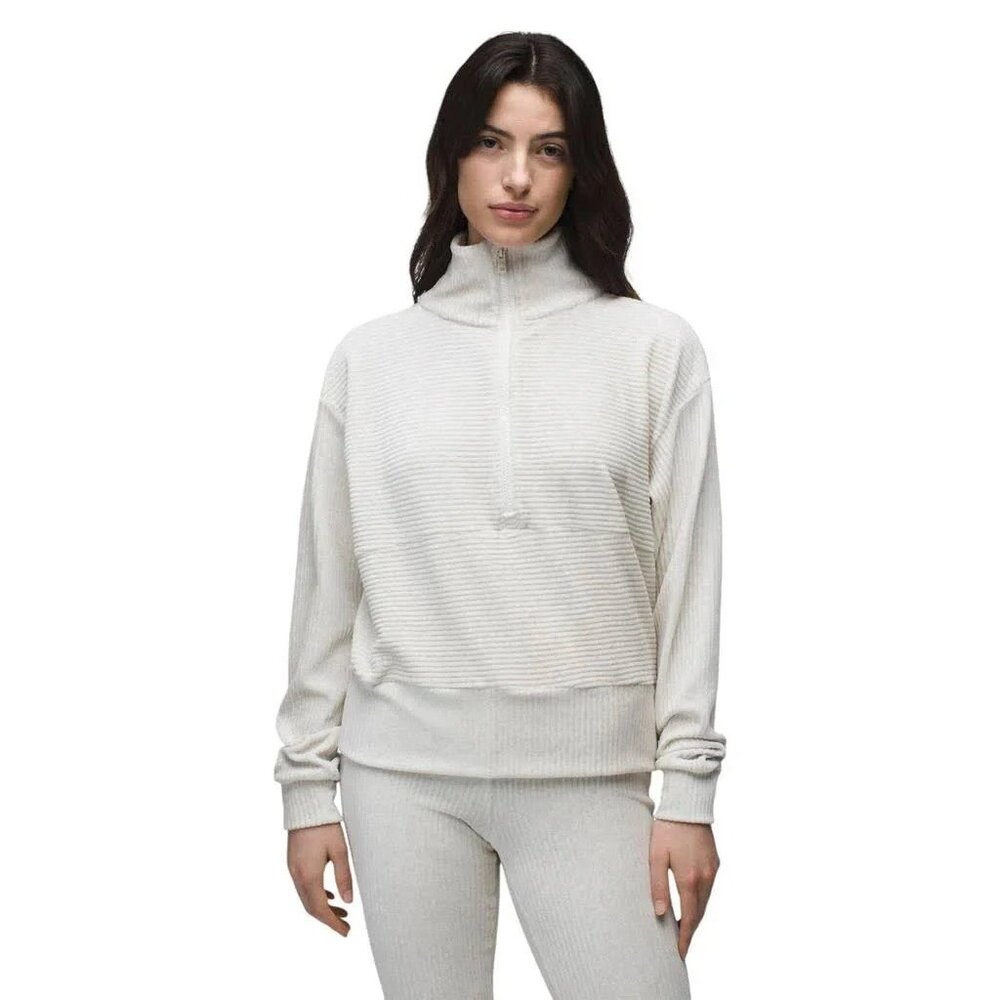 Prana Velour Escambia Pant + Half Zip Lounge SET - Au Lait Heather - Size Small